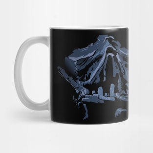 Charred and fused sci-fi armor helmet Mug